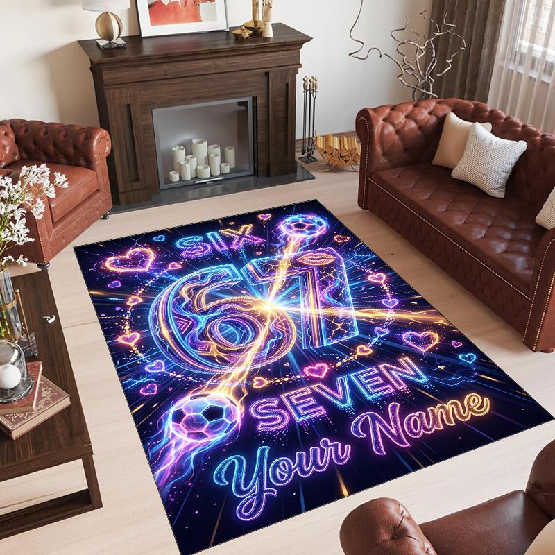 Celebration Party Theme Crystal Velvet Rug Personalized Custom Name Text Soft Floor Mat Home Decor