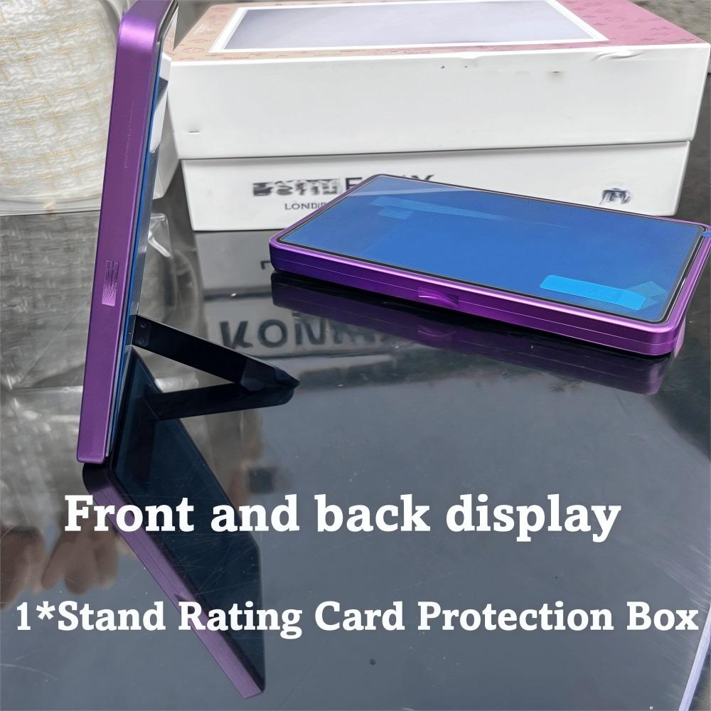 2-in-1 PSA/CGC Graded Card Protective Box with Stand Transparent Metal Magnetic Case UV Protection Double-sided Glass