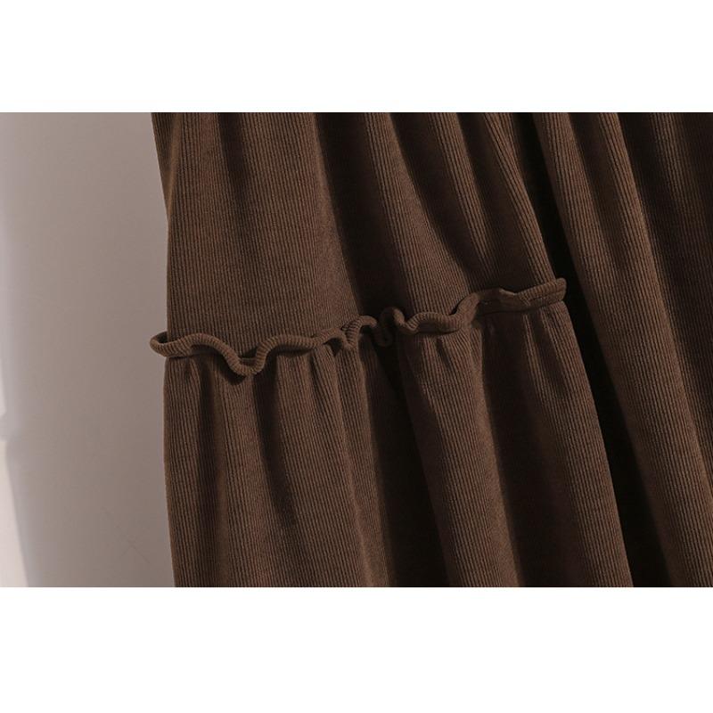 Dimanaf 2025 Autumn Plus Size Long Women Skirts Elastic Waist Oversize Elegant High Waist Skirts A-Line