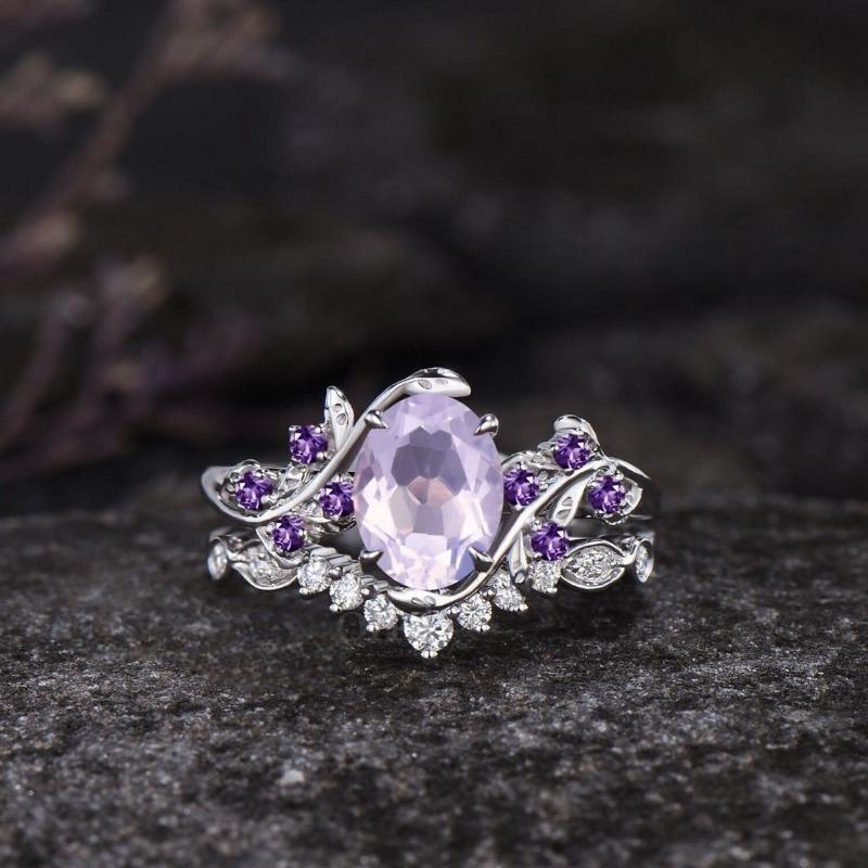 Accessories1pc Fashion Design Stylish Inlaid Purple Synthetic Zircon Ring for Everyday Wear Jewelry
