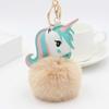Pompom Keychain Faux Rabbit Fur Ball Licorne Key Chain Horse Pompon Bag Car Keyring Key Holder