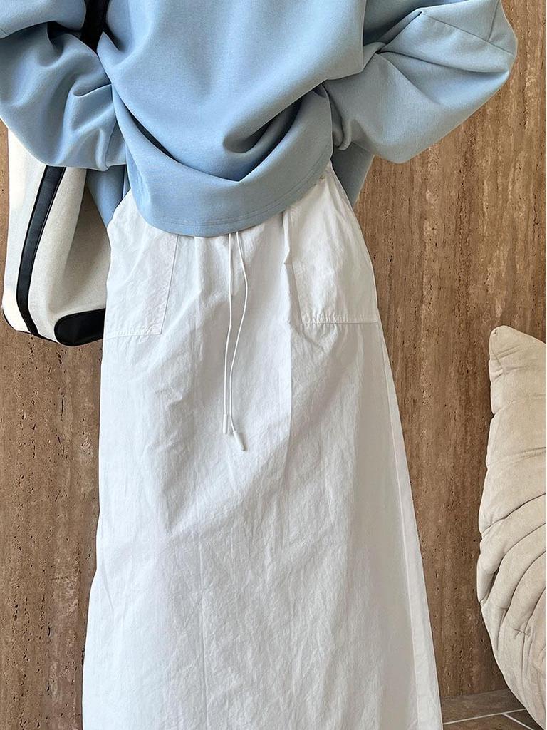 LUXI 2025 Retro High-Waisted Drawstring Cargo Mini Skirt