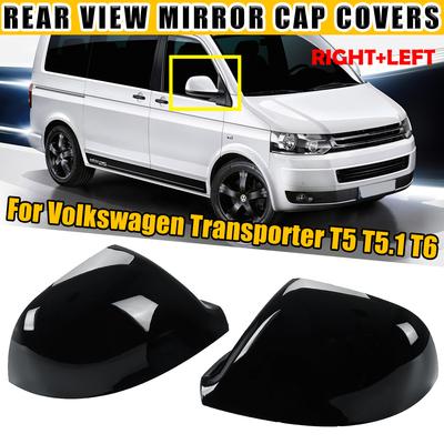 Pair Car Rear View Side Wing Mirror For VW Transporter T5 T5.1 2010-2015 T6 2016- Replacement Rearview Cover Cap Black