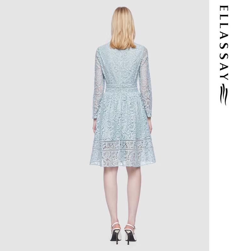 ELLASSAY Women's Sequin Lace Hollow-out Mini Dress