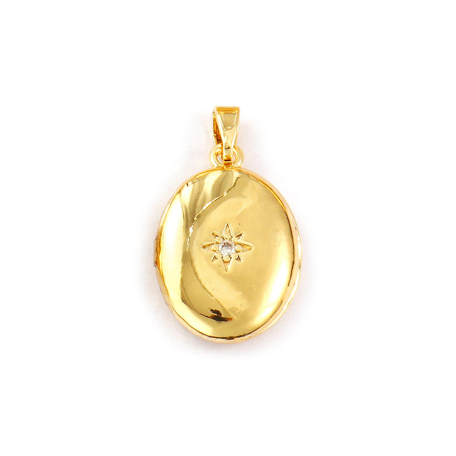 

2 PCs Brass Picture Photo Locket Frame Pendants 18K Gold Plated Can Open Clear Cubic Zirconia Charms For DIY Necklace Making