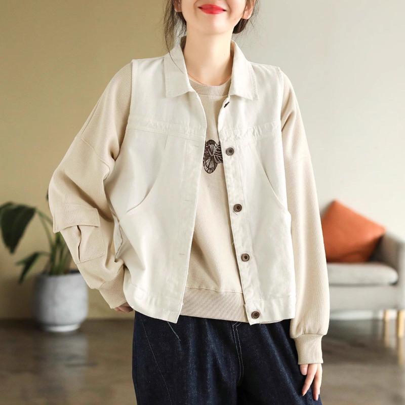 Retro Work Women's New Style Stitching Button Pocket Fashion Solid Color Casual Stacked Lapel Vest
