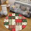 Round Area Rug Christmas Patchwork Quilt Plaid Tartan Poinsettia Snowflake Family Room Decor