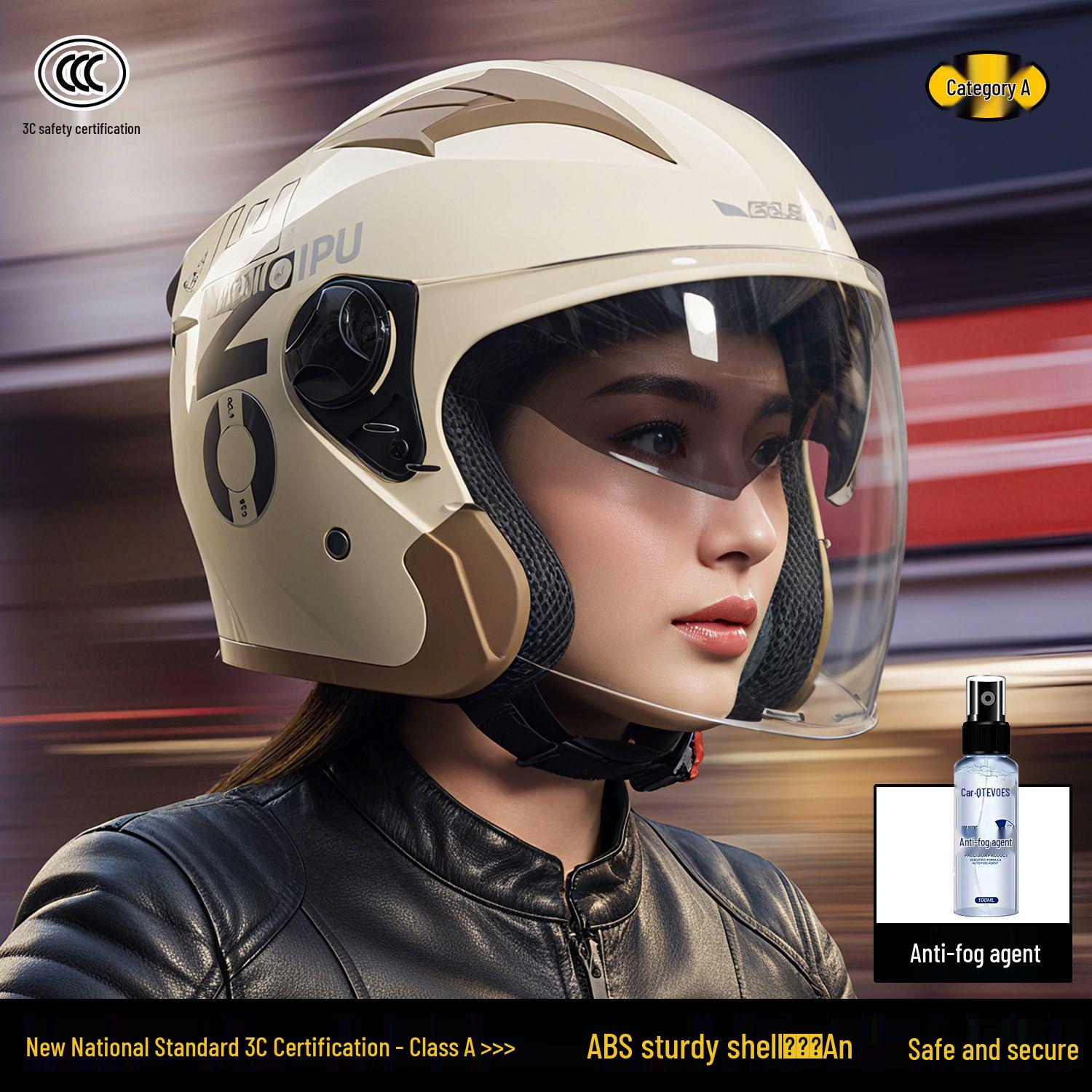 Unisex Double Visor Helmet with 3C Safety Certification – Rainproof, Anti-fog, Ventilated, Breathable