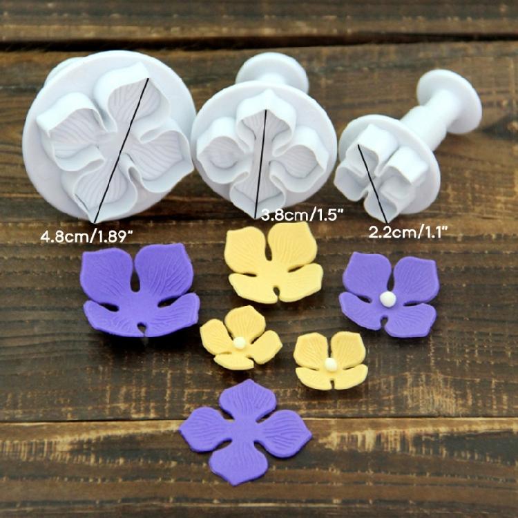 3 PCS DIY Fondant Stamps Multi-Shape Baking Accessories for Fondant Cake Cookie