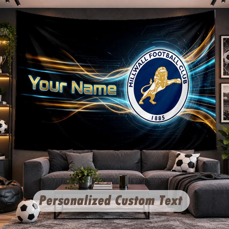 Wall Hanging Tapestry Custom NameMillwall FC Pattern Personalized Printed Fabric Wall Decor