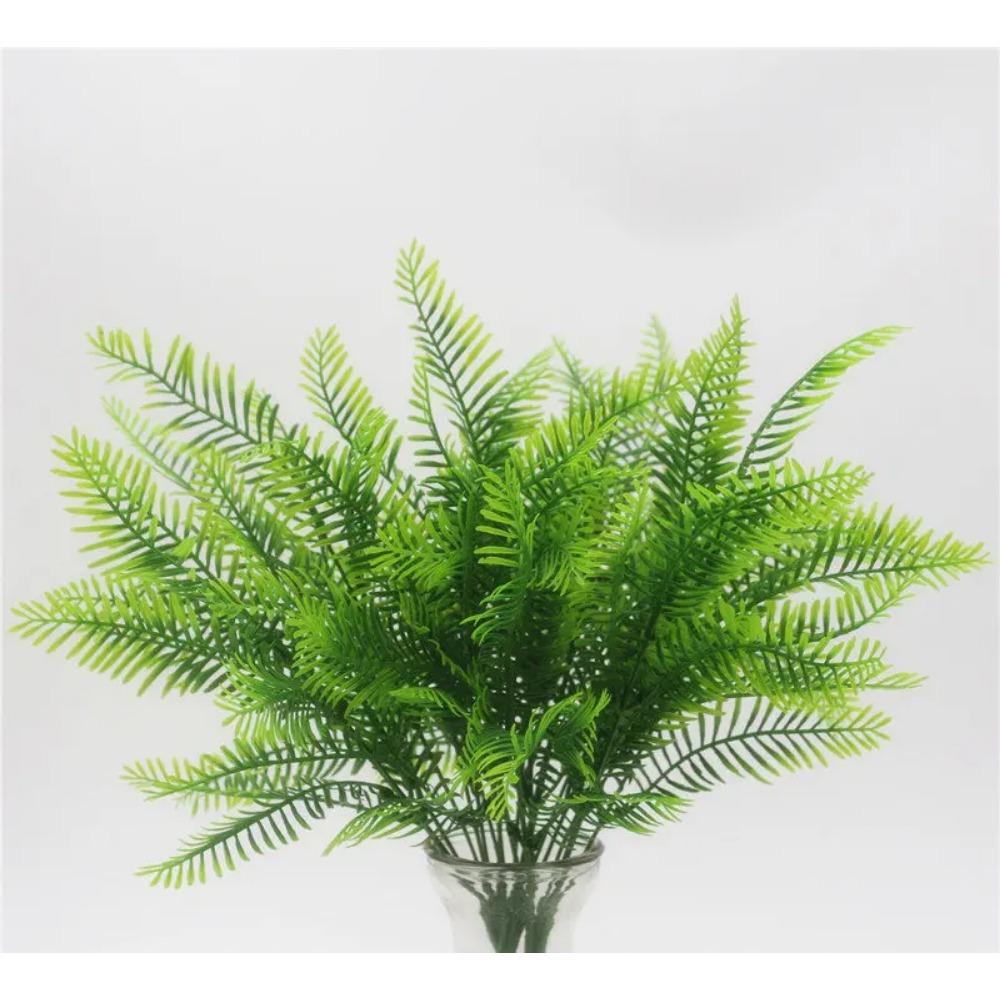 YO CHO Artificial Plants Plastic Twigs Green Grass Fake Plants Twigs Leaves Grass Flower Arrangement Wedding Party Home Decor