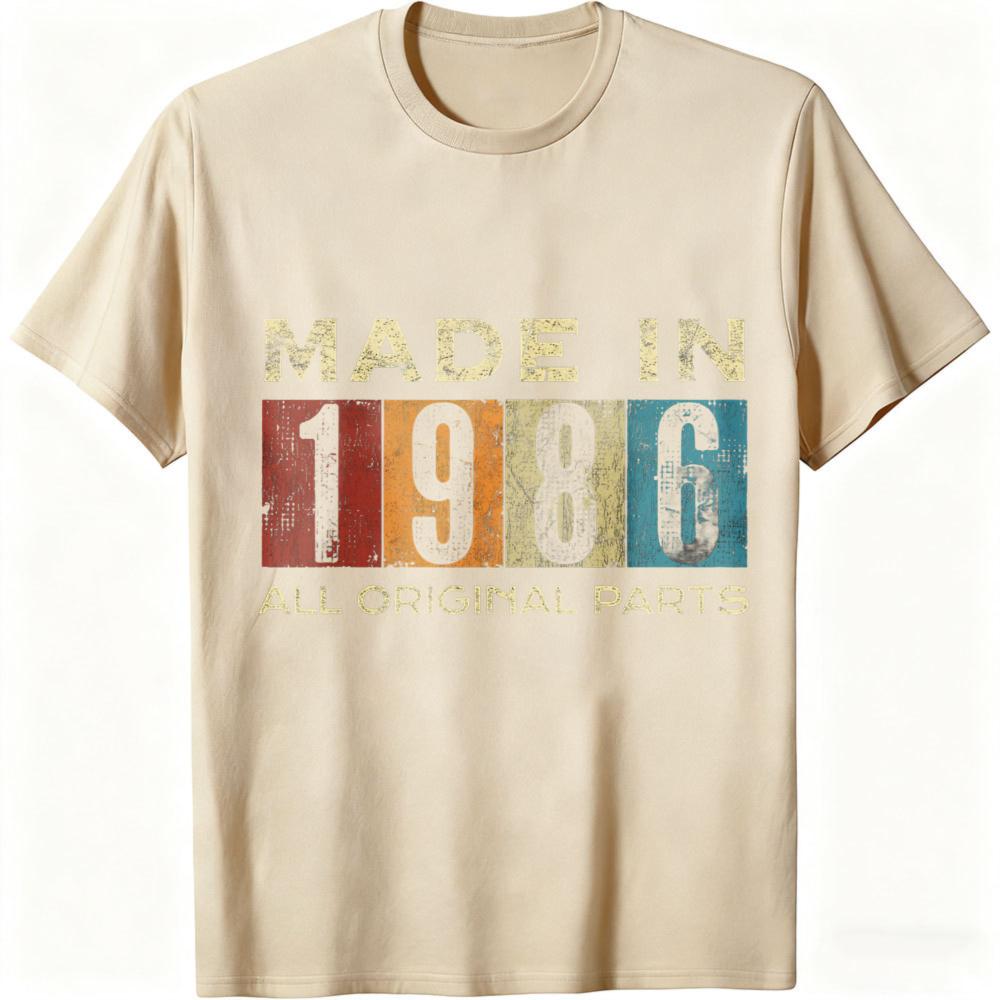 Made In 1986 All Original Parts Summer Unisex40th Birthday TShirt Vintage Casual Wear For Birthday Gift Anniversary Party Outfits
