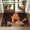Crystal Velvet Square Rug Custom NameSabrina Carpenter Pattern Non Slip Home Floor Decor Rug