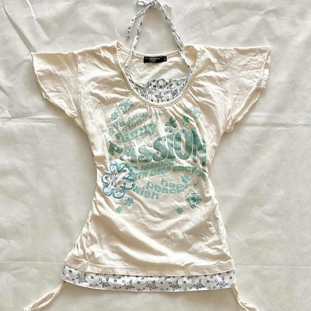 TrendHub Vintage Fake Two Tshirts Women's Clothing Floral Bandage Slim Fit Tees Ropa Mujer Casual Fashion Summer T Shirt Tops Female