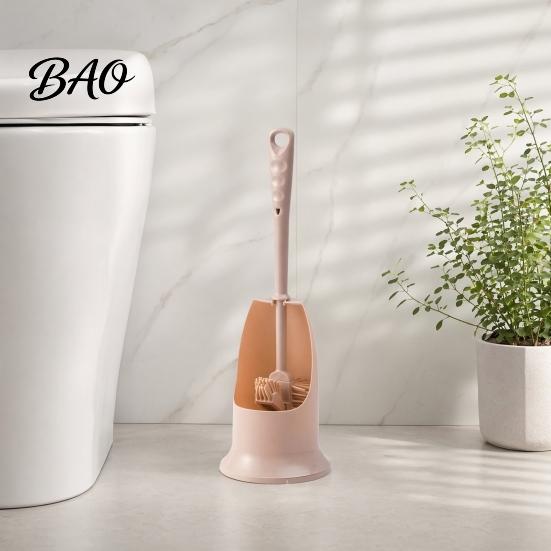 Cleaning Brush Long Handle Toilet with Anti-Slip Grip, Silicone Bristles Curved Resistant Double Head for Deep Stain Removal
