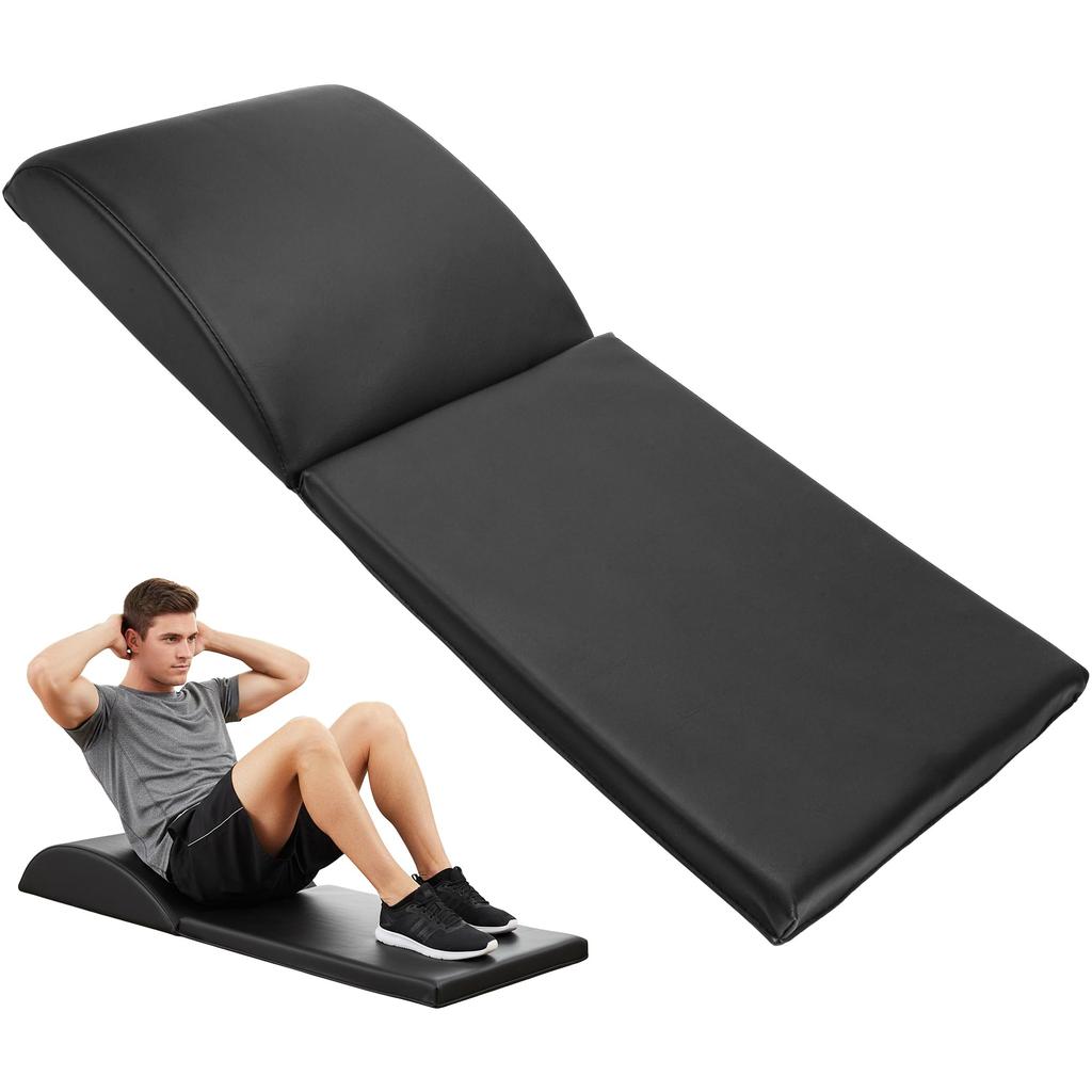 Adjustable Anti-Slip Sit-Up Bench-Foldable Comfortable Portable Abdominal Exercise Mat with PU Leather & Foam for Home Gym