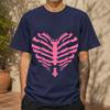 2026 New Cotton Tshirt Punk Style Rib Heart Skeleton Personalized Print Top Casual Short Sleeve
