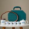 White Porcelain Blue Peony Kuaike Cup Dehua Suet Jade Set Portable Travel Set Holiday Companion Printing