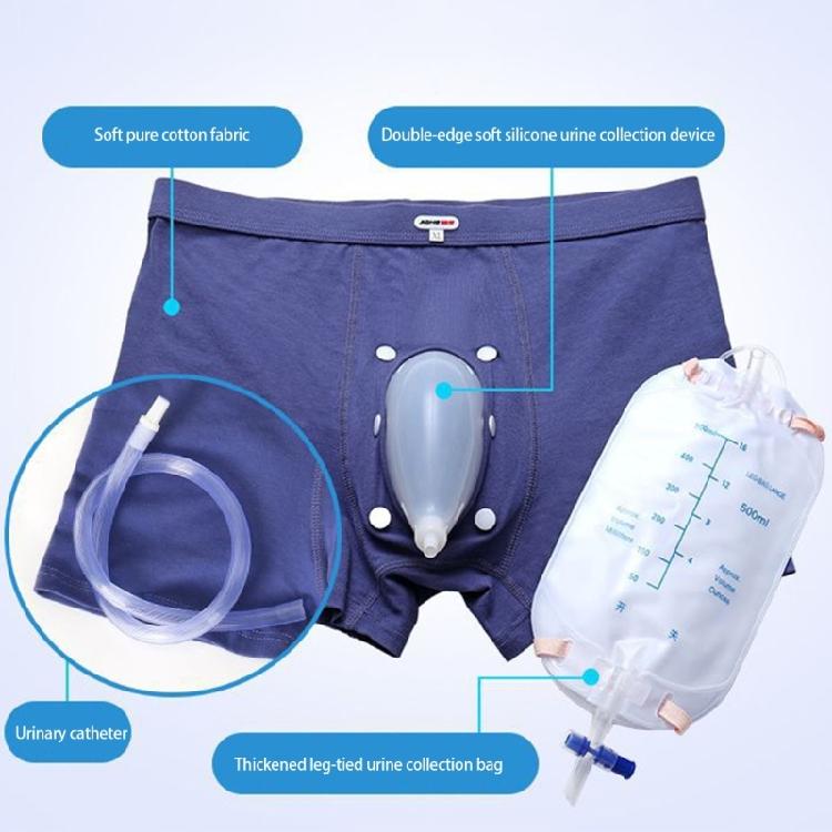 Cotton Reusable Urinal Bag For Bedridden Patients Elastic Waistband Standing Walking Incontinence Protection