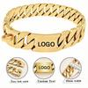 Starkes Metall Titan Massiver Stahl Halsband 32mm Edelstahl Gold Hundehalsband Beschriftung Individuelle Kette Bully Französisch Kampf Großer Hund