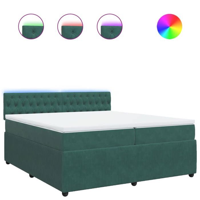 VidaXL Slatted Bed Base and Mattress Dark Green 200x200cm Velvet 3290139