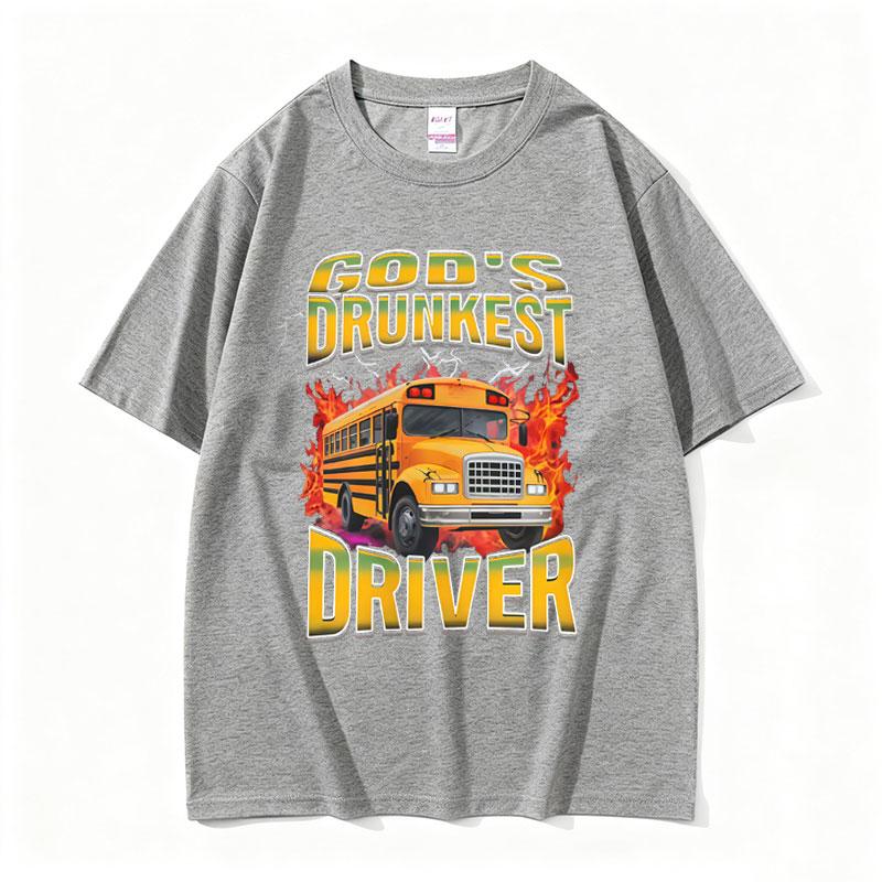 Gods Drunken Driver Funny Meme Tshirt Men Casual Humor Oversized Short Sleeve Tops T Shirts Male Vintage 100 Cotton Tshirts