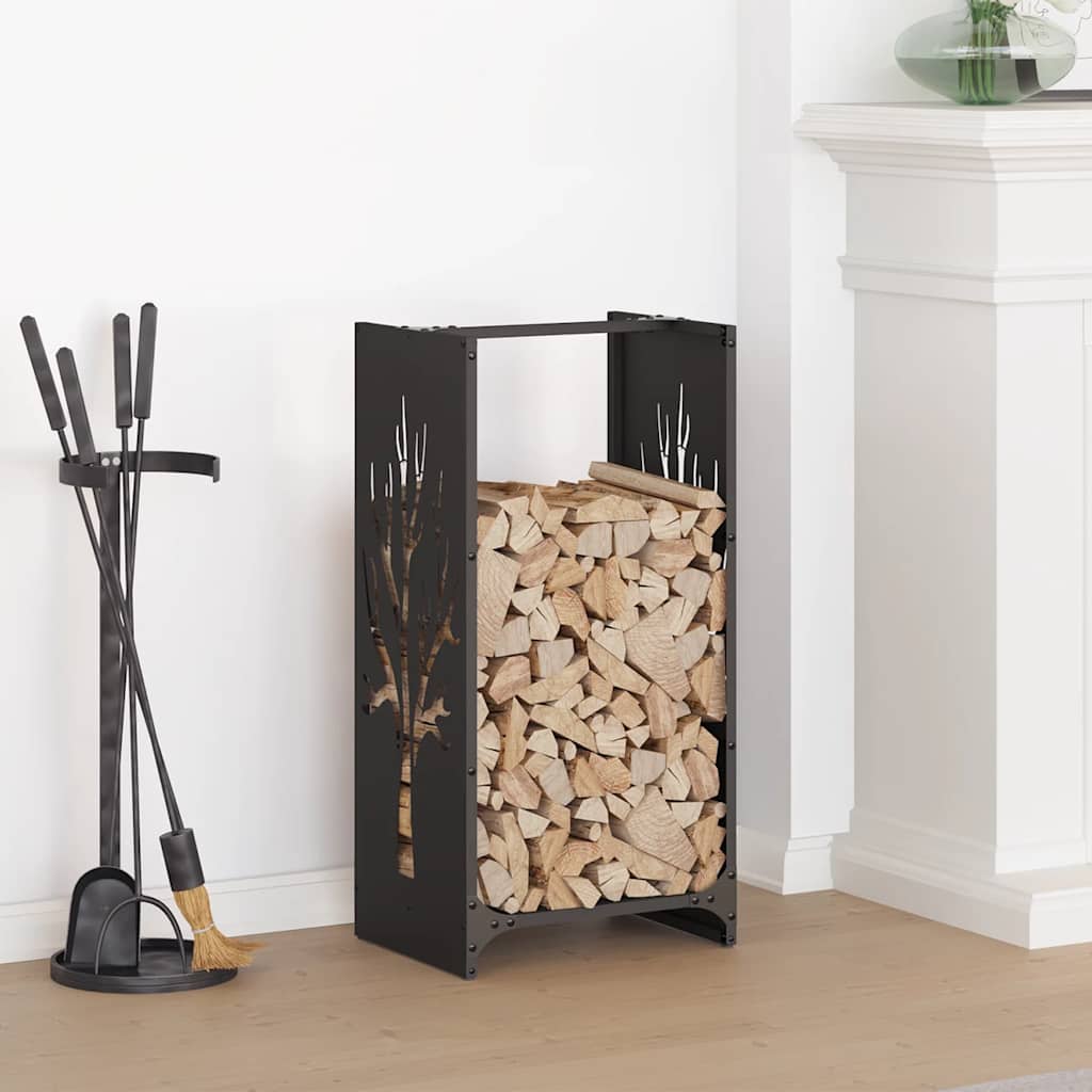 Firewood Rack Black 40 x 30 x 80 cm Cold Rolled Steel