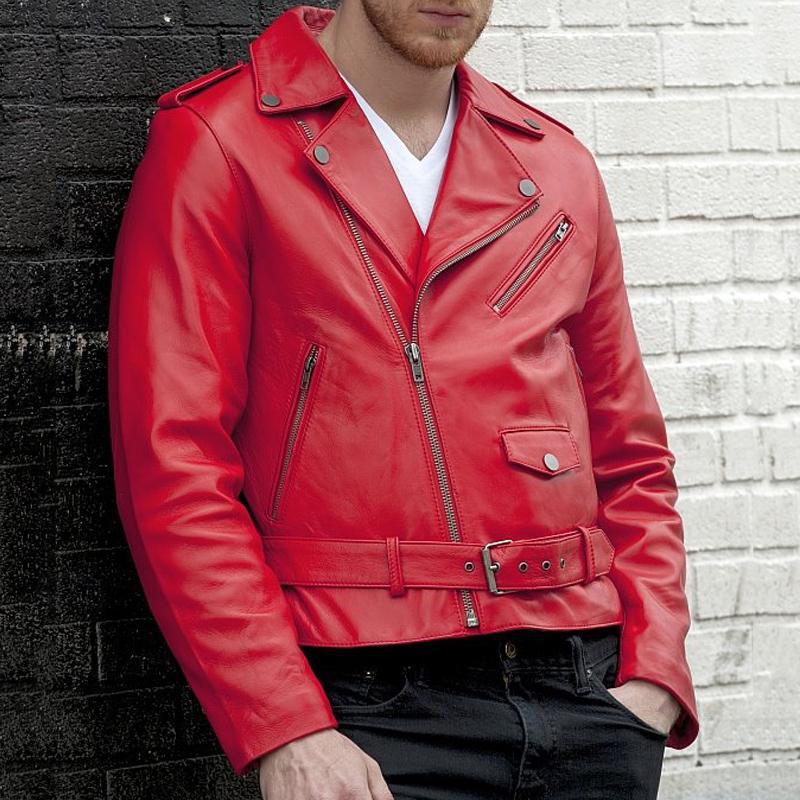 Men's Casual European and American Leather Motorcycle Jacket