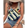Canotte da Donna con Stampa 3D, Scollo a O, Casual, Semplici, Senza Maniche, Estive, Taglie Forti