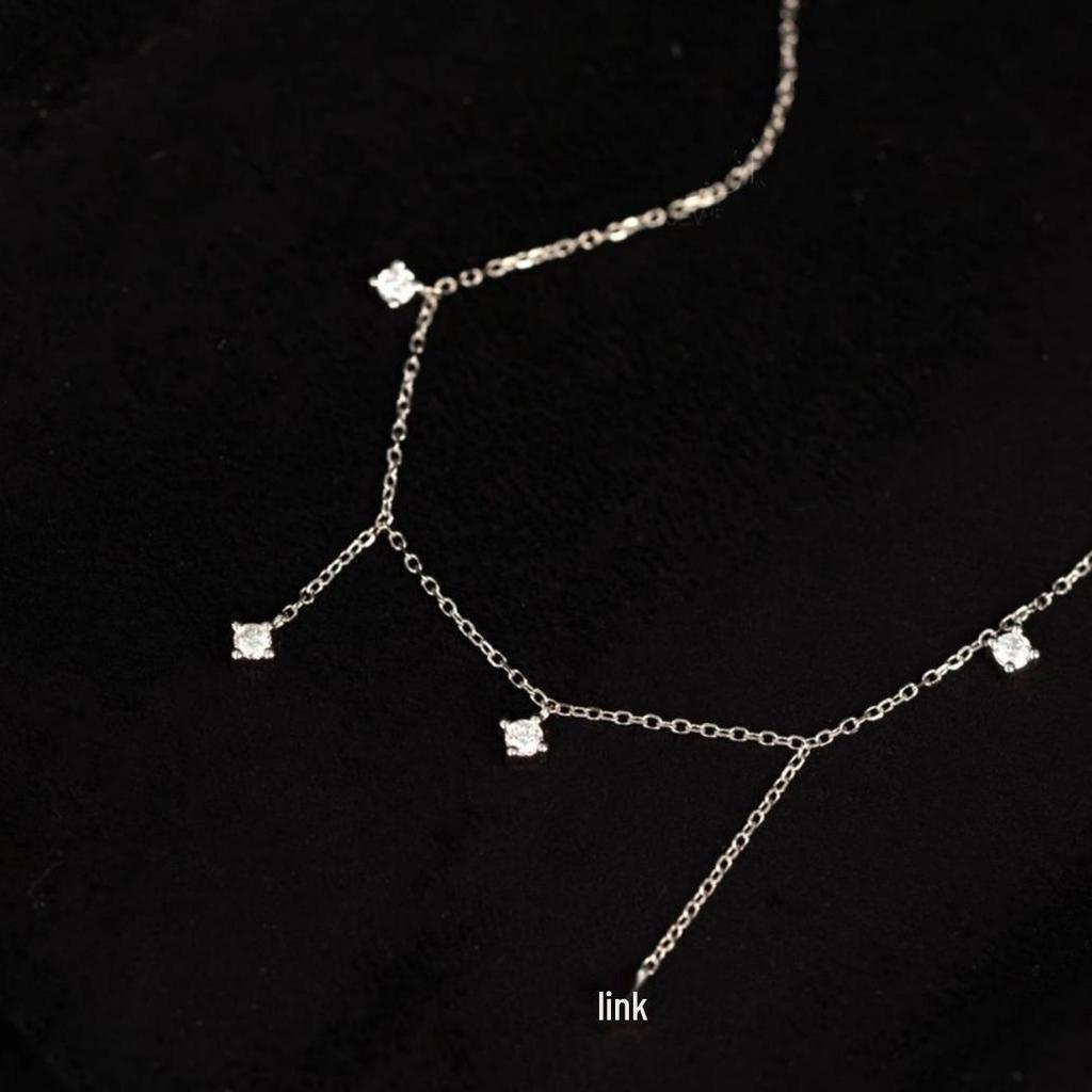 925 Sterling Silver Zircon Tassel Necklace with 18k Gold Plating – Star River Fresh Light Luxury Clavicle Chain, 2025 New Collection.