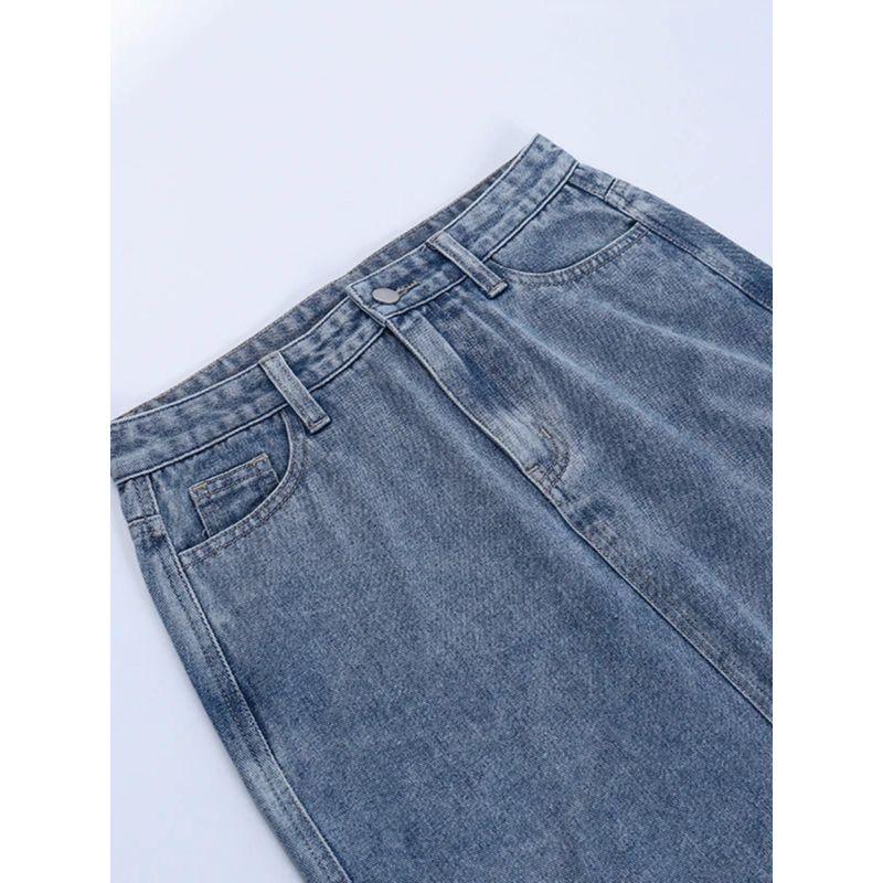 Cowboy High Waisted Slim Fit Split Skirt Denim High Waist Silm Skirt