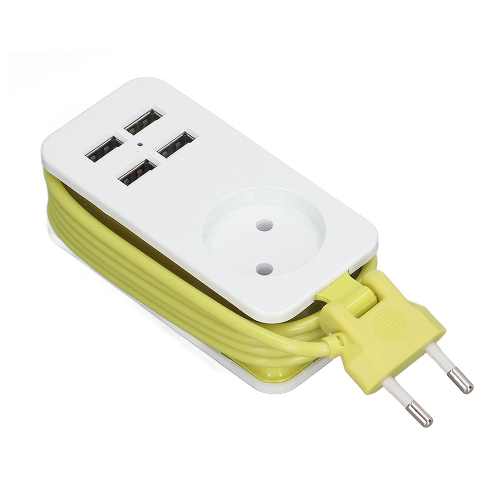 Power Strip 1200W 10A Fireproof  Adapter with 4 USB Port for Smartphones Tablet