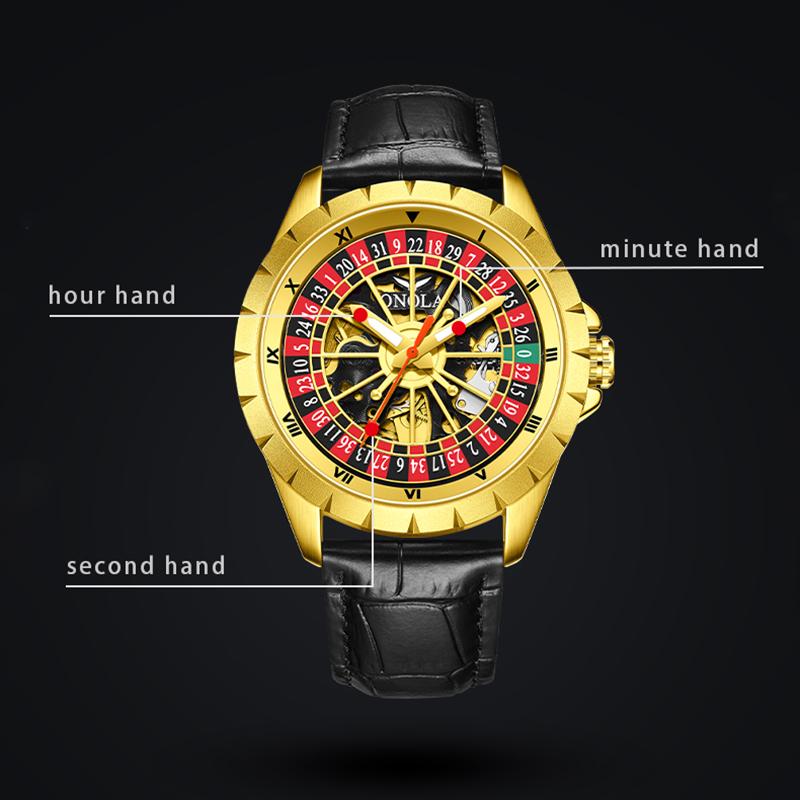 Men Mechanical Watch Creative Rotating Dial Roulette Automatic Wristwatch Luminous Waterproof Watches