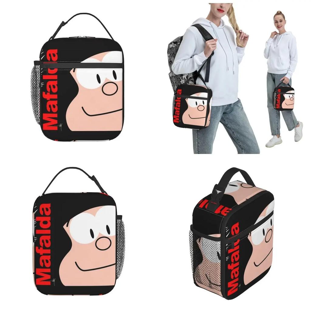 Insulated Lunch Bags Mafalda Comics Human Merch Cartoon Food Box INS Trendy Cooler Thermal Bento Box For School