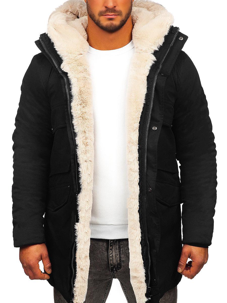 

Top-Selling Fur-Lined Hooded Jacket with Faux Fur & Cotton, Thick and Warm 4XL чорний