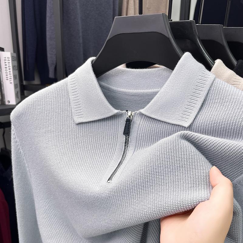 Men's 2025 Winter Jacquard Knit Half-Zip Sweater - Casual & Warm Style for Middle-Aged