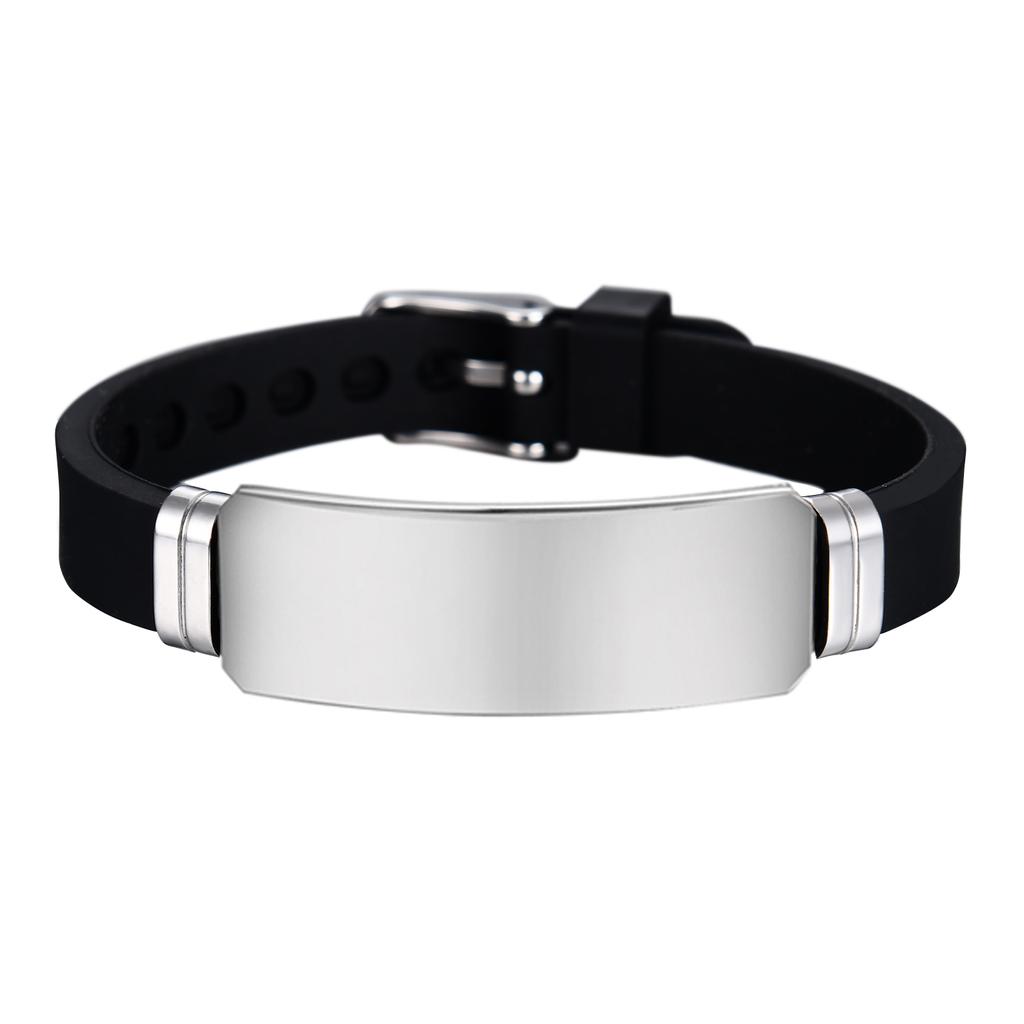 Prázdný náramek z nerezové oceli sportovní černé silikonové nastavitelné náramky náramky pro ženy