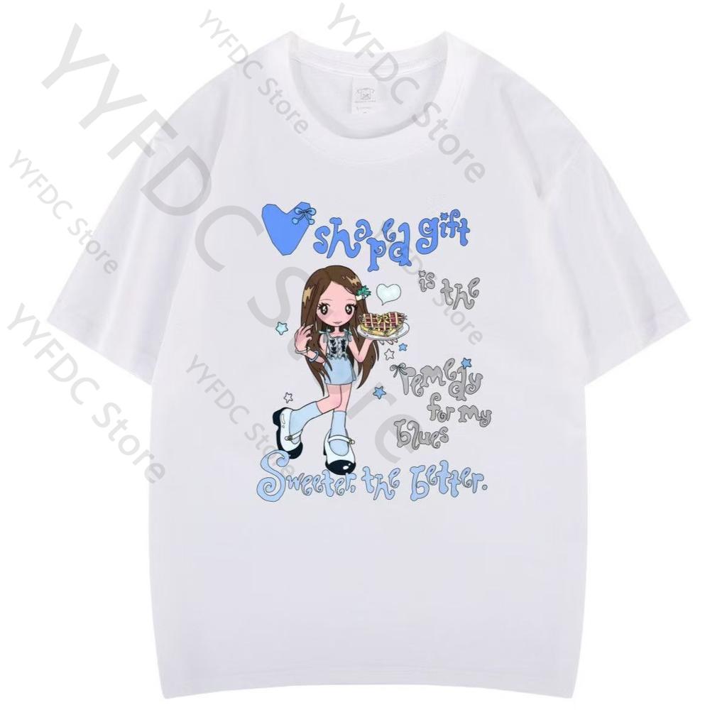 Hearts2Hearts T-Shirt Kpop Mode H2H Cartoon Print T-Shirt Damen Unisex Sommer Hohe Qualität Baumwolle Kurzarm T-Shirts Für Fans