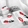 Valentine's Day Shower Curtain, Rose High Heels Lipstick Perfume Bottle Black and White Striped Romantic Bath Mat Bathroom Decor
