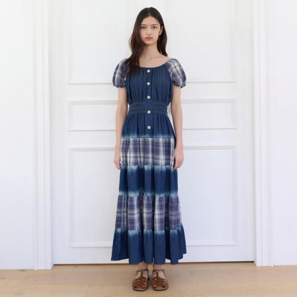 Thursday Island Check Denim Dress T264mop277w Indigo (IN)/S