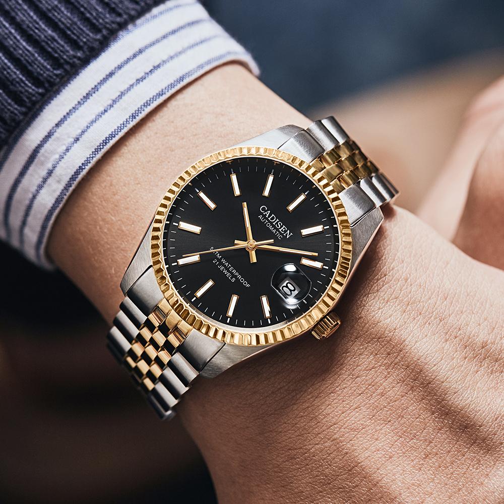 Cadisen New TOP Brand Luxury Men's Watch With Box 5ATM Waterproof 21 JEWELS Automatic Men's Mechanical Watches