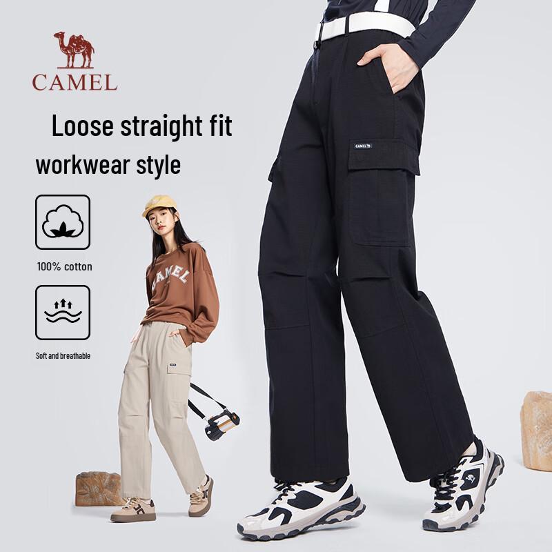 Camel Women s Wide-Leg Cargo Sweatpants M