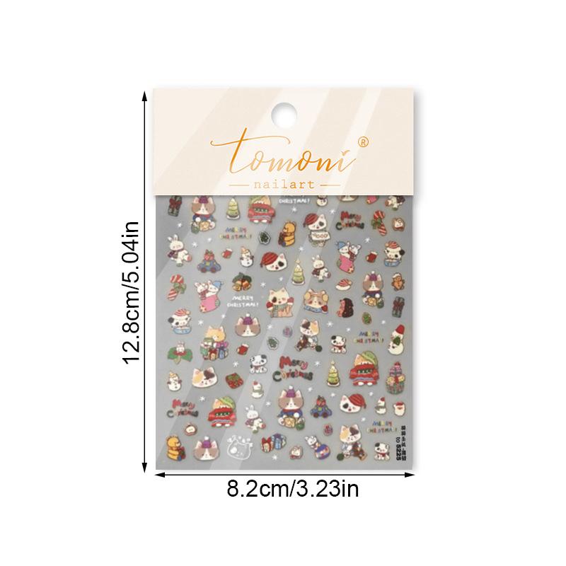 1Sheet Snowflake Penguin Sticker For Nails Cute Crystal Ball Lace Red Hat Star Bow Christmas Tree Nail Art Stickers Decoration