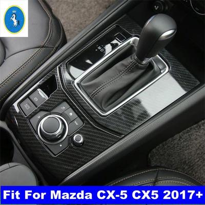 Carbon Fiber Look Car Center Control Gear Shift Box Panel Decoration ABS Accessories Cover Trim For Mazda CX-5 CX5 2017 -