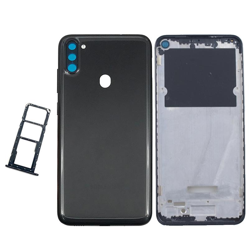 Middle Frame For Samsung Galaxy A11 A115F A115F/DS Housing Middle Frame Battery Cover Back Panel Rear  With SIM Card Tray