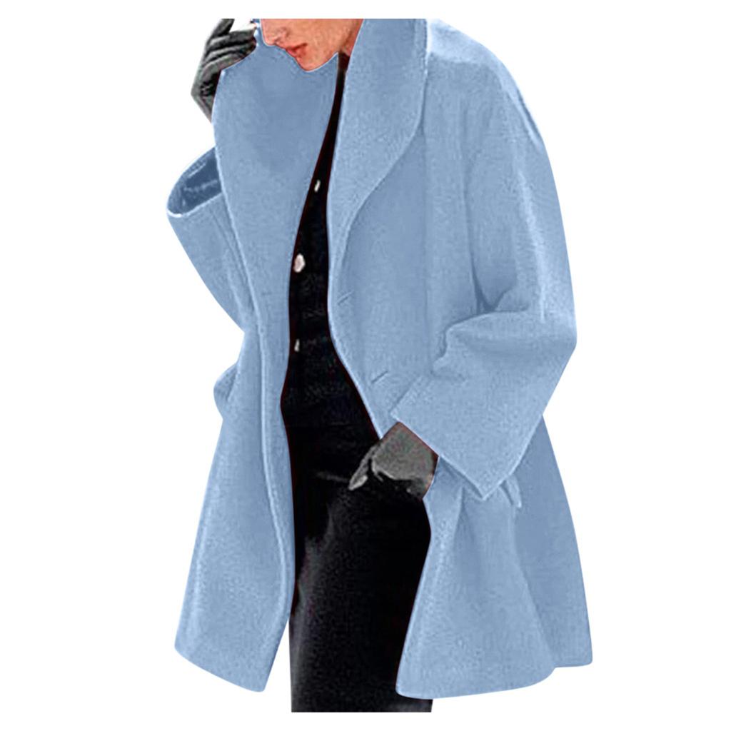 Womens Winter Wool Coat Trench Jacket Ladies Warm Slim Long Overcoat Outwear