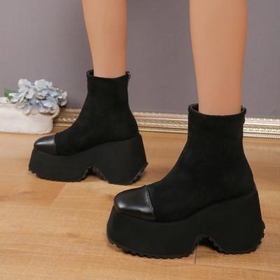 Scarpe da Donna 2024 Roma Stivaletti alla Caviglia Stivali con Plateau Donna Punta Rotonda Cerniera Posteriore Scarpe Femminili Stile Strano Super Alte