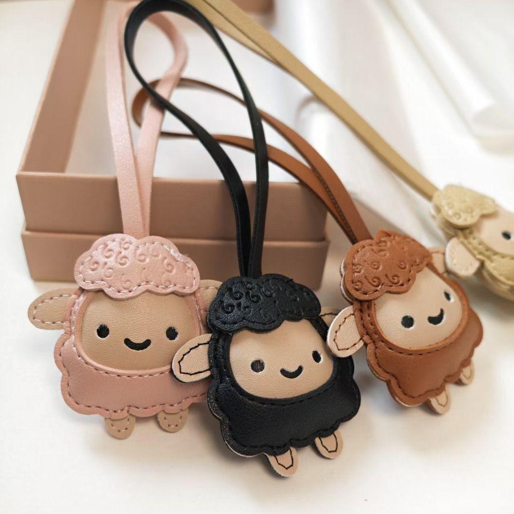 Goat PU Leather Sheep Bag Charm Cartoon Sheep Keychain Fashion Lamb Pendant Bag Decoration