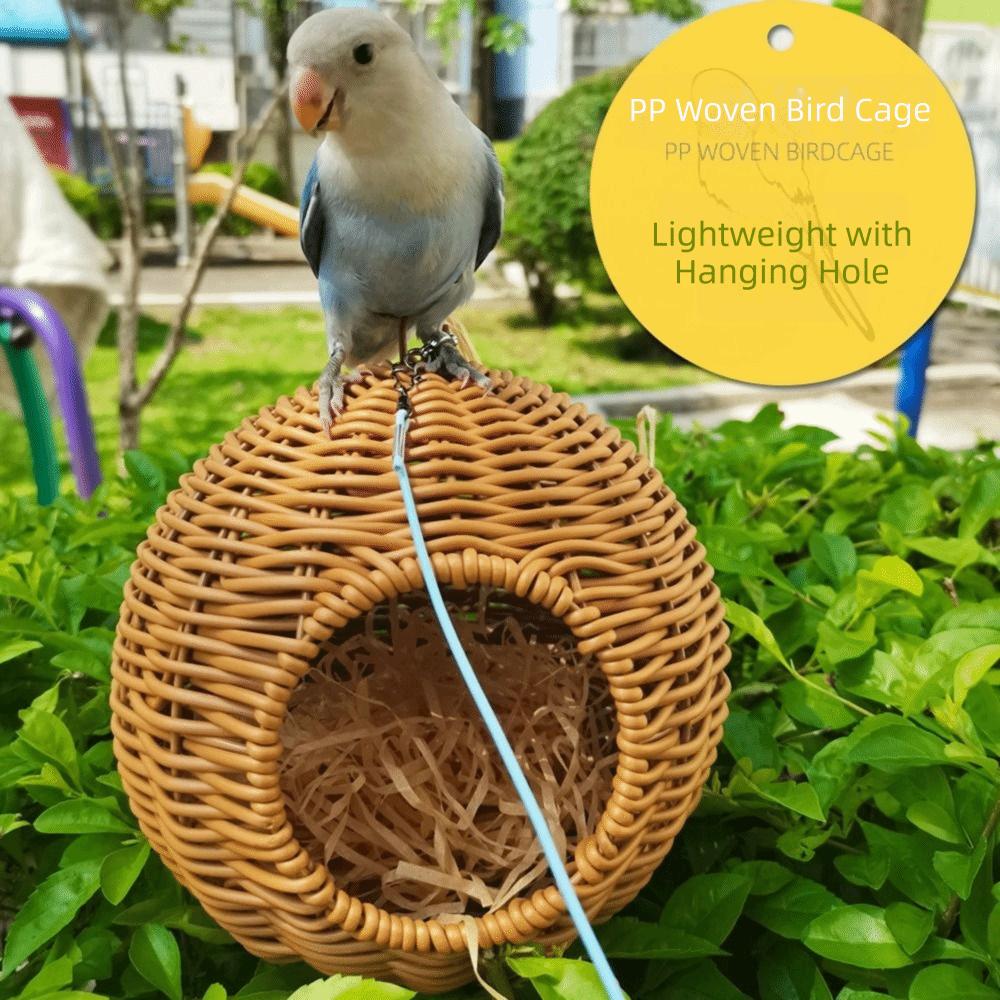 Breathable Woven Bird Nest Comfortable Hanging Hammock Bed Bird Hammock for Cage  Garden Bird House