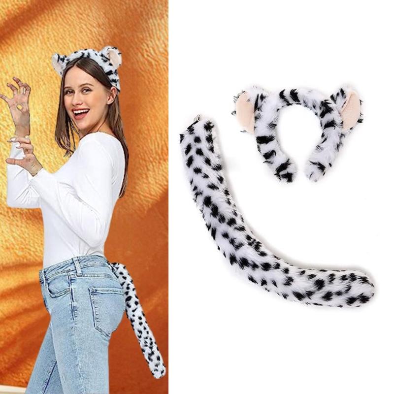 1/2/3/4 Animal Leopard Costume Accessories Leopard Ears Headband Tail Bowtie Tutus Skirt Halloween Cosplay Party Props